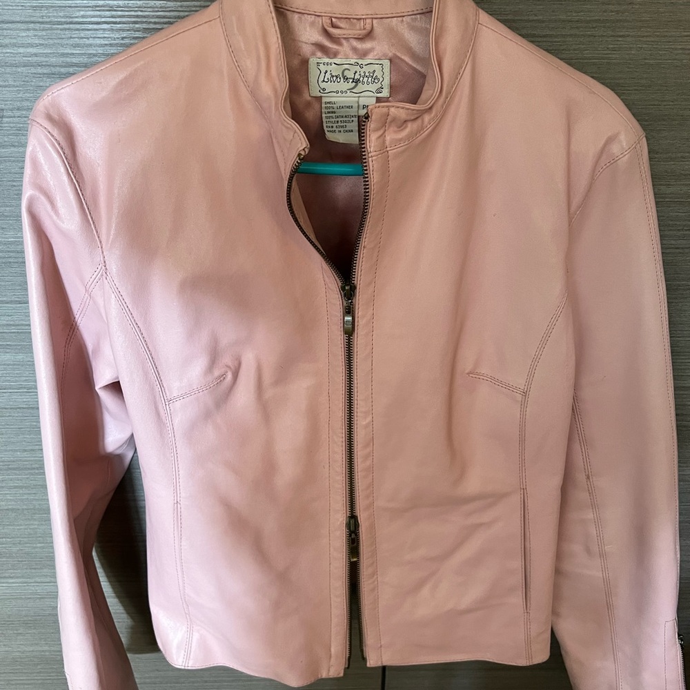 PINK LEATHER JACKET SIZE PM